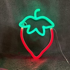 Red And Green Neon Strawberry Light