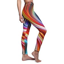 Colorful Women's Cut  Sew Casual Leggings AOP  - Multicolor