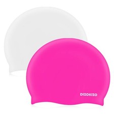 2pcs Silicone Swim Cap for Kids 6-14 High Elasticity Comfortable Non-Slip Swi...