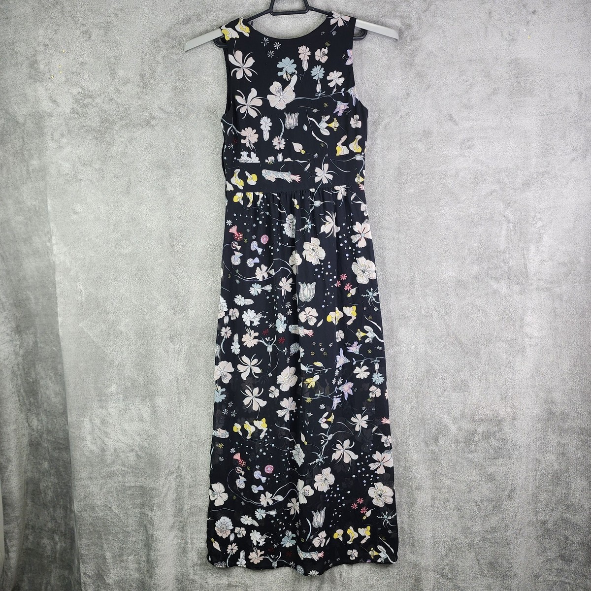 Women Black Floral H&M Maxi Dress V Neck Sleeveless Size 10 | eBay