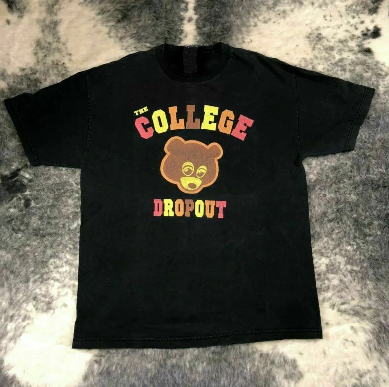Kanye West Original College Dropout T-shirt Funny Black Vintage Gift Men  Women