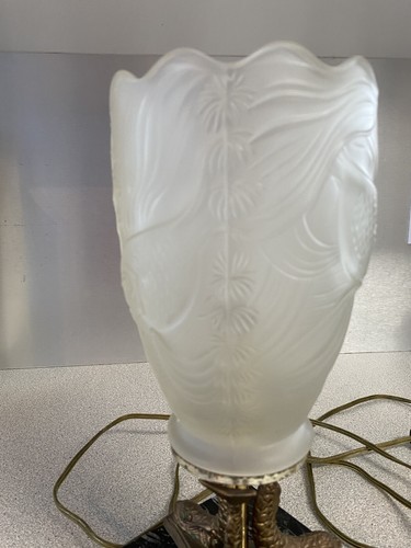 Elegant Barolac Czech Bohemia Crystal Fish Vase Lamp Marble Bronze Dolphin Base - Picture 4 of 12