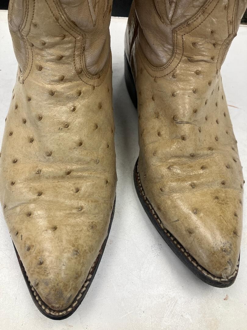 Montana‎ Ostritch Leather Cowboy Boots Men’s Size 9E Shoes Western Montana Vintage Ostrich Leather Western Cowboy Boots Mens 8D  main image 3