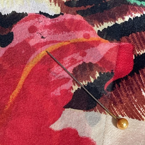 Vintage Red Silk-like Floral Reds Lily Floral Scarf 10.75" X 51 Brown Black - Picture 9 of 9