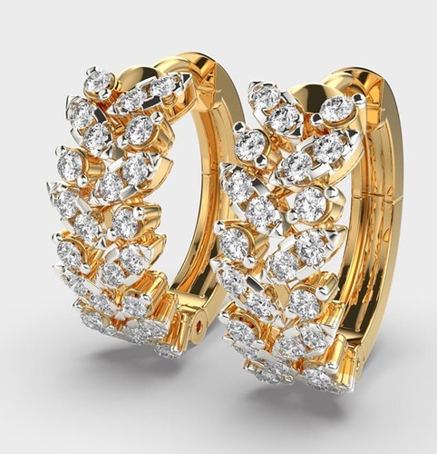 0,67 Cts Rotondo Brillante Taglio Diamanti Orecchini Borchie In Solido - Foto 8