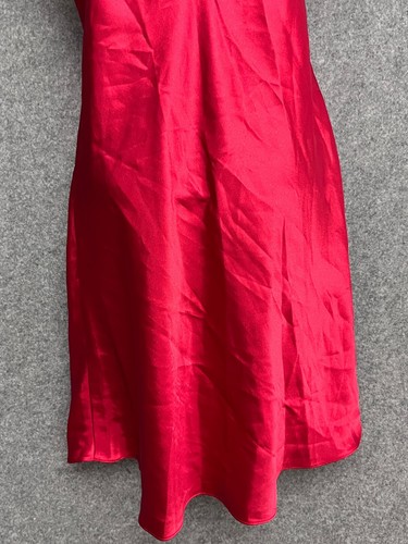 Gilligan & O'Malley Satin Semi-sheer Full Slip Nightgown Sleepwear Women's M Red - Picture 10 of 13
