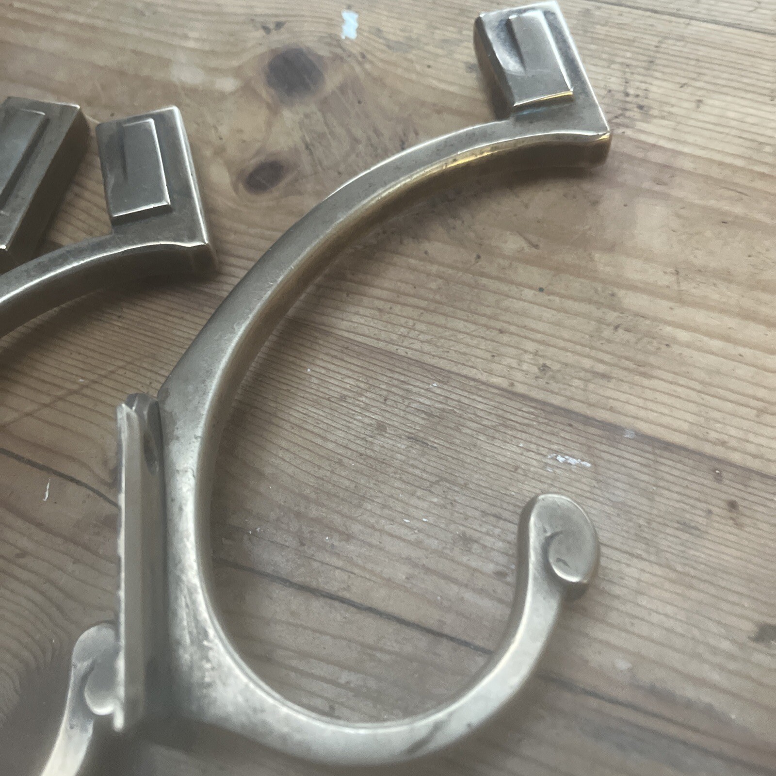 3x Art deco Brass Coat Hooks Vintage Salvage eBay