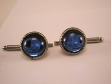 SINGLES 2 1/2" Blue Round Domes Vintage Formal Groom Tuxedo Prom Studs g24