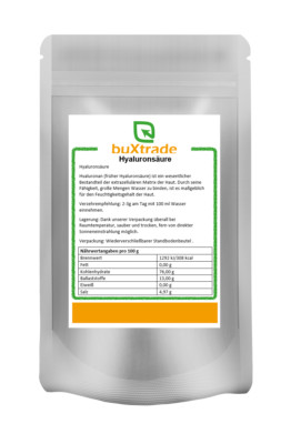 100 g Hyaluronsäure | Pulver | Lebensmittelqualität | Anti Falten | Buxtrade