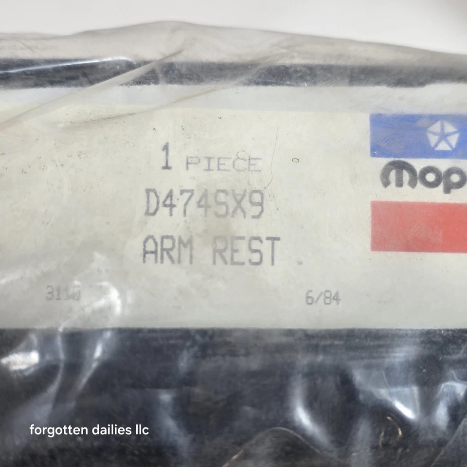 Dodge Rampage Omni Charger Plymouth Scamp Horizon Tc3 reposabrazos negro NOS D474sx9 Foto 4 de 4