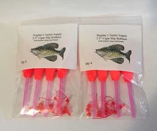(2) 4pks 2 1/2" Slip Bobbers Cigar Float beads stops Panfish Bass Crappie Red