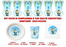 KIT24 PLATES GLASSES NAPKINS AND FESTOON Party Party Table Dog Police Man