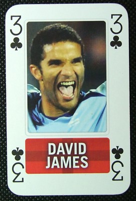 1 x playing card single card England Football David James 3 of Clubs