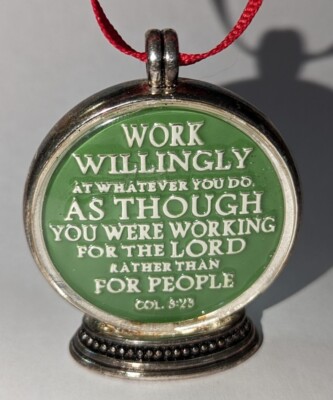 Silver Plated Christmas Ornament Bible Verse Snow-globe Premier