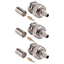 3x BNC Male Crimp-on Connector for Coax Coaxial Cable RG59/62