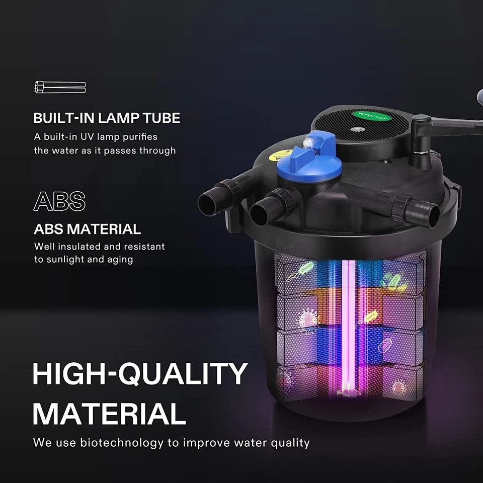 VIVOSUN 1580GPH 1600 Gal Presión Bio Estanque Filtro Koi Peces Filtro Esterilizador UV Foto 4 de 4