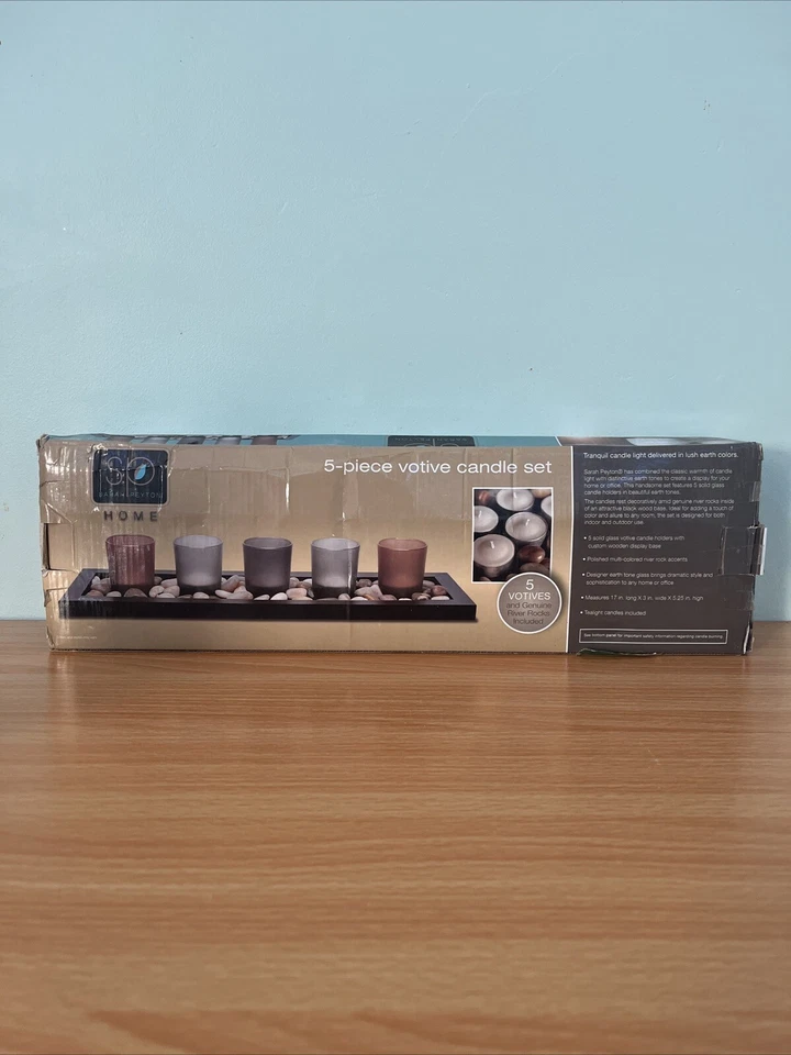 Juego de Vidrio Votivo Vela Río Rocas - Elegante Soporte de Vidrio con Piedra Decorativa Foto 3 de 4