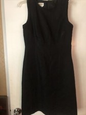 Talbots Black Dress 100% Irish Linen Sheath Sleeveless Women Size 6