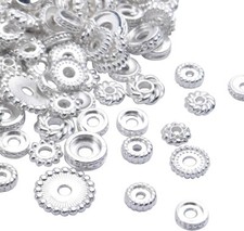 Spacer Beads Shiny Silver Findings Assorted Lot Jewelry Making Mix 20pcs