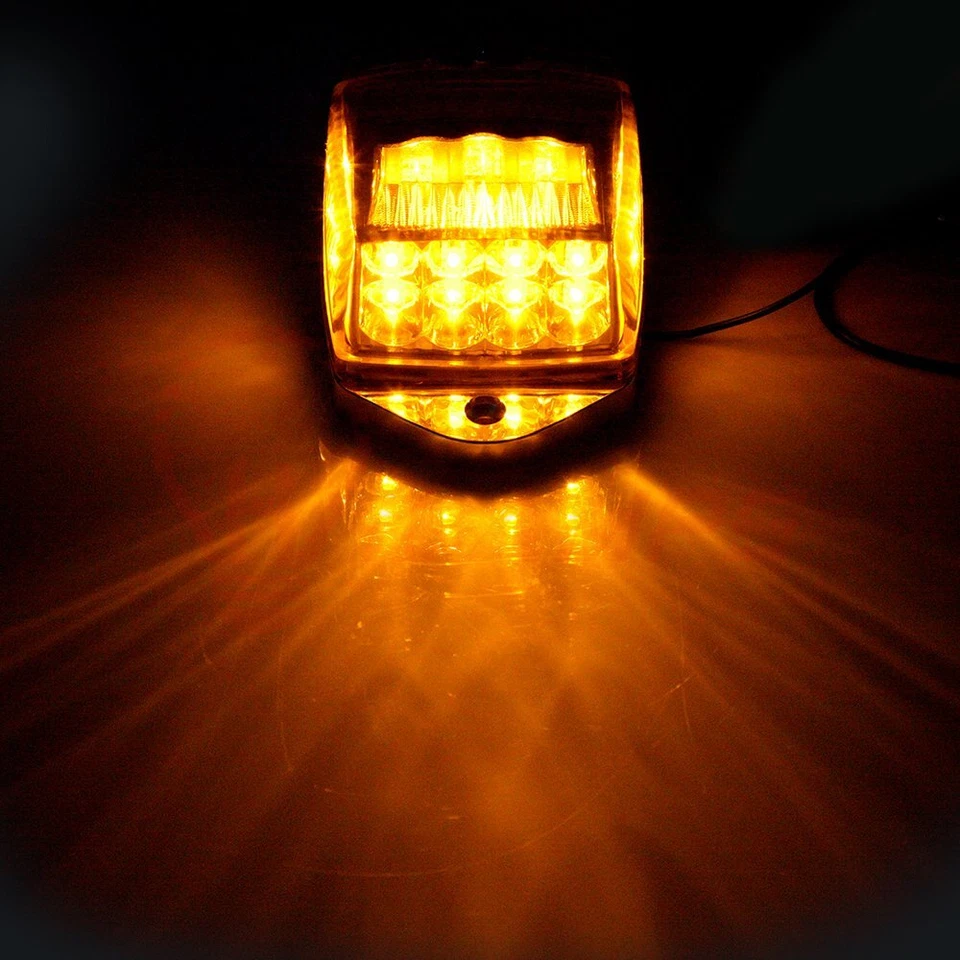 Luz superior marcadora de cabina 17 LED ámbar cromada para Peterbilt Kenworth Freightliner 9 un. Foto 3 de 4