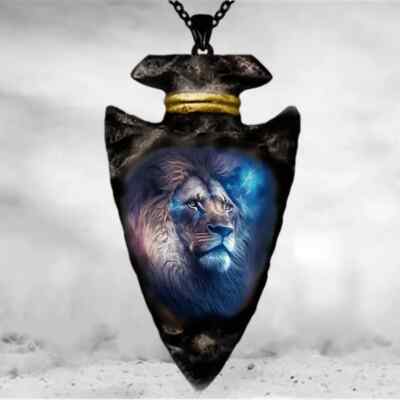 Creative Animal Lion Head Pendant Necklace Geometric Triangle Black Gifts  Trendy