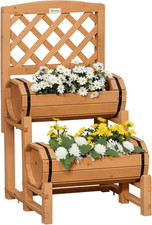 Fioriera Da Esterno Verticale a Mezza Botte, Fioriera Rialzato Con Grigliato in