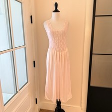 Vintage Pink Nylon Lace Nightgown USA Large Mid Calf Bridal Cottagecore
