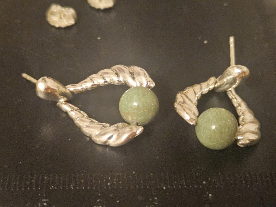 NUEVO Carolyn Pollack - Pendientes Poste Colgantes Cuentas Turquesa Verde Esterlina Rodante Foto 4 de 4