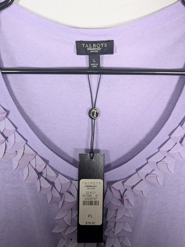 New Talbots Cardigan L Linen Blend Button Down Purple Lavender - Picture 2 of 4