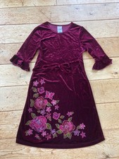 Robe de soirée velours rouge à motifs floraux fille vintage 14 ans