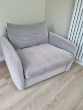 Snuggle chair, Light grey velvet, wooden legs  SNUG  snugsofa .com