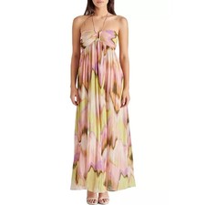 STEVE MADDEN Macy's Multi Halter Neck Nolita Maxi Dress Medium