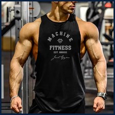 MACHINE FITNESS JUST GYM Bodybuilding Tank Top Mens Workout Vest Cotton.