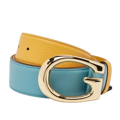 GUCCI グッチ ベルト レザー ライトブルー×イエロー 709954 GUCCI グッチ ベルト レザー ライトブルー×イエロー 709954 : JJ