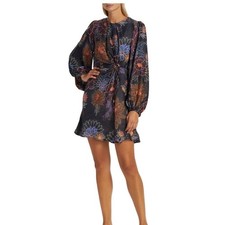 Farm Rio NWT Sparkle Flowers Black Satin Mini Dress - small ($225)