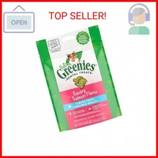 Greenies Feline Adult Natural Dental Care Cat Treats, Savory Salmon Flavor, 2.1 