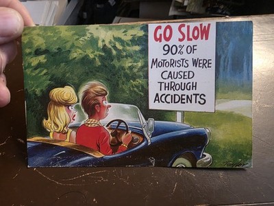 BAMFORTH COMIC POSTKARTE 1966. 90% der Autofahrer wurden durch Unfälle verursacht