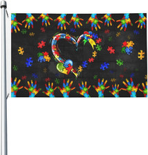 Autism Awareness Flag 3X5 Ft Outdoor - Polyester Flags Brass Grommets for Easy H