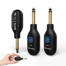 A12 Wireless Guitar Transmitter Receiver - 2.4GHz System, 24-bit 48KHz Audio,...