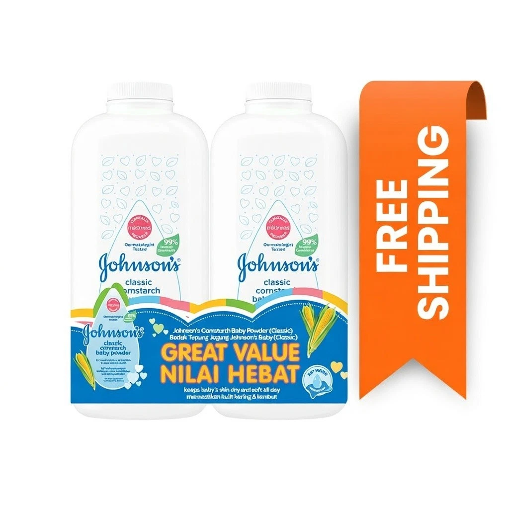 Johnson's Cornstarch Baby Powder Twin Pack - Great Value (2 x 500g)
Opens in a new window or tab