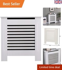 Surface Mount Modern Radiator Cover - White MDF with Horizontal Slats, 82cm High