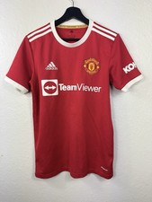 adidas Manchester United 2021/22 TeamViewer Soccer Jersey Red White Size S