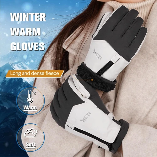 MCTi Guantes de Invierno para Mujer Impermeables Clima Cálido Frío Medianos, Grises Foto 2 de 4