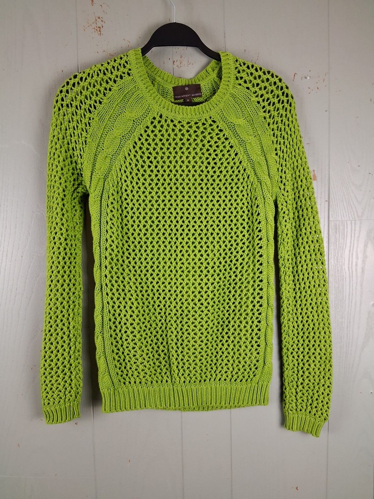 Fenn Wright Manson Sweater Medium Lime Green Open… - image 1