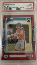 2024 PANINI DONRUSS OPTIC PREVIEW-RED WAVE #369 BO NIX ROOKIE RC PSA 10 GEM MINT