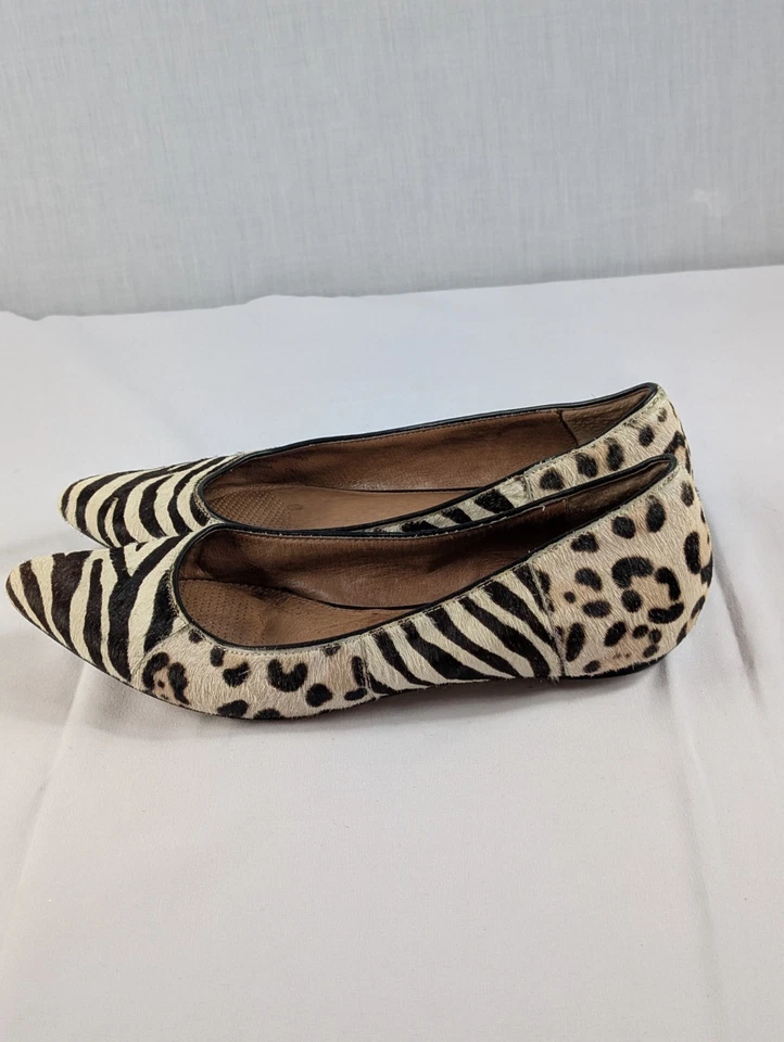 Corso Como Calf Hair Flats 8M Zebra Leopard Animal Print Pointed Toe Used - Image 3 of 4