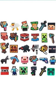 Pixel Themed Shoe Charms for Clog Sandals 30pc, Gamers Croc Party Favors