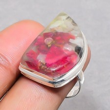 Copper Pink Moonstone Gemstone Handmade Fashion Adjustable Jewelry Ring SR 1244
