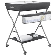 Baby Changing Table with Wheels, Maydolly Portable Adjustable Height Folding ...