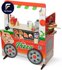 Melissa  Doug Wooden Pizza Food Truck Activity Center with Play Food for Boys